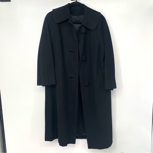 Fleurette Master 100% Cashmere black wool pea over coat size large worn once .